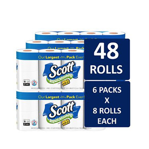 (6 Pack) Scott Rapid-Dissolving Toilet Paper, 8 Rolls, Bath Tissue