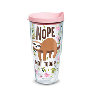 Tervis Sloth Nope Not Today Insulated Tumbler with Wrap and Pink Lid