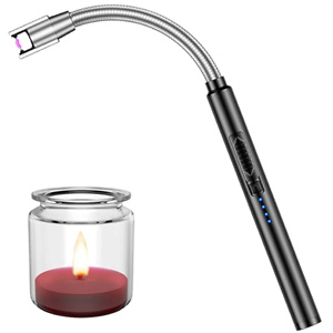 Candle Lighter, USB Rechargeable Electric Plasma Arc Lighter with 360°Flexible Long Neck and LED Battery Display