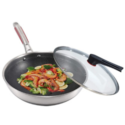 KBH KOBACH Non-stick Wok 316L Stainless Steel Stir-fry Pan Double-sided Screen Honeycomb