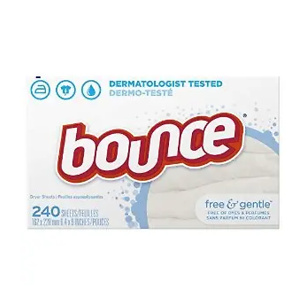 Bounce Fabric Softener Sheets, Free & Gentle, 240 Count, White