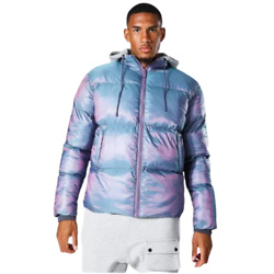 Tall 2-tone Puffer With Removable Jersey Hood