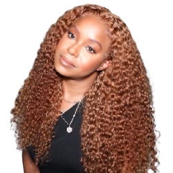 Julia Honey Blonde Ombre Color Highlight 13*5 T-part Pre Plucked Lace Curly Wig150% Density
Julia #30 Ginger Color 4*0.75 Middle Lace Part Wig Human Hair Jerry Curly Wig Pre Plucked Natural Hairline Wig