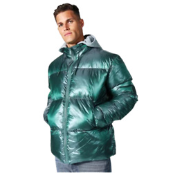 TALL 2-TONE PUFFER WITH REMOVABLE JERSEY HOOD