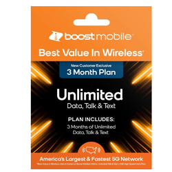 
Boost Mobile 3 Months Unlimited Plan SIM Card Kit