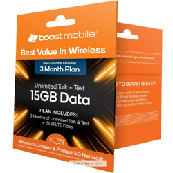 Boost Mobile 3 Months 15GB Plan SIM Card Kit