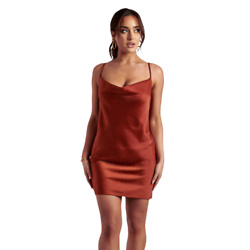 Cowl Neck Mini Dress - Copper