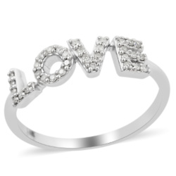 14K White Gold Diamond Love Ring 2.20 Grams 0.15 ctw