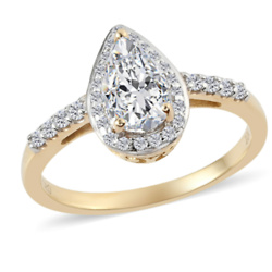LUXORO 10K Yellow Gold Moissanite VS EF Bridal Ring 2.80 Grams 1.00 ctw