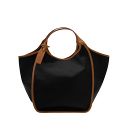 Calfskin Leather Pitch Black Top Handle Bag