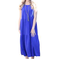 Tiered Midi Dress-Bright Blue