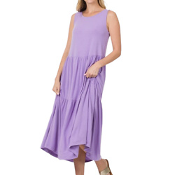 Tiered Midi Dress-Lavender