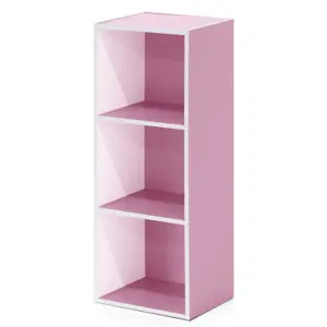 Furinno 3层书架，粉白色