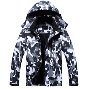 Pooluly Men's Ski Jacket Warm Winter Waterproof Hooded Raincoat