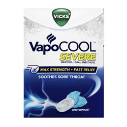 Vicks VapoCOOL SEVERE Medicated Drops 18ct, Maximum-Strength Relief