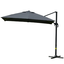 Outsunny 3x3m /10x10ft Cantilever Umbrella Rotatable Square Top Market Parasol with 4 Adjustable Angle for Backyard Patio Outdoor Area Dark Gray