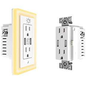 POWRUI 6 pack USB Wall Outlet with Night Light