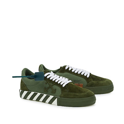 OFF-WHITE Vulcanized green canvas and suede sneakers