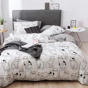 HIGHBUY 可爱猫猫纯棉床品3件套 Full/Queen