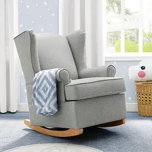 Baby Relax Brennan Tall Wingback Convertible Rocker Chair, Gray