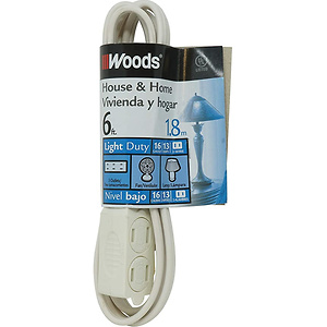 Woods 0600W 3-Outlet 16/2 Cube Extension Cord w/ Power Tap, 6-Feet