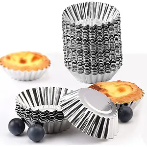 Tosnail 50 Pieces Aluminum Egg Tart Mold