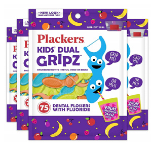 Plackers Kids Dual Gripz Flossers with Fluoride