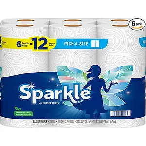 Sparkle Pick-A-Size Paper Towels, 6 Double Rolls