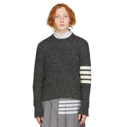 THOM BROWNE Grey 4-Bar Pullover Sweater