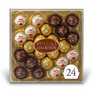 Ferrero Rocher Collection, Fine Hazelnut Milk Chocolates, 24 Count