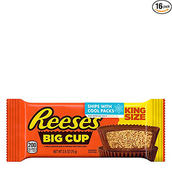 REESE'S BIG CUP Milk Chocolate Peanut Butter Cups Candy, Gluten Free, 2.8 oz King Size Pack (16 Count)