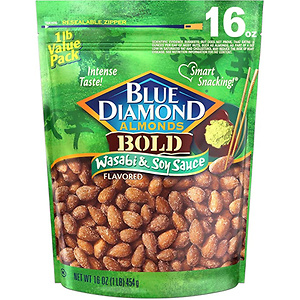 Blue Diamond Almonds Wasabi & Soy Sauce Flavored Snack Nuts, 16 Oz