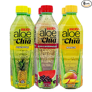 Iberia Aloe Vera Drink with Aloe Pulp and Chia Seeds 16.9 Ounce 