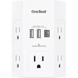 Surge Protector, Outlet Extender, 1800J USB Wall Charger
