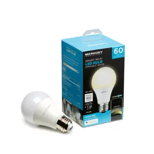 Merkury Innovations Indoor A19 Smart Light Bulb, 60W White LED
