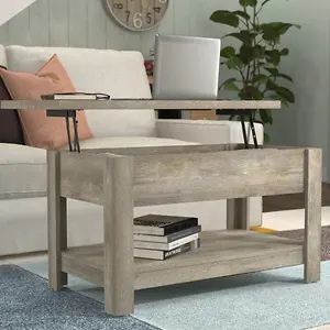 Coover Wood Rectangular Lift Top Coffee Table, Driftwood Gray