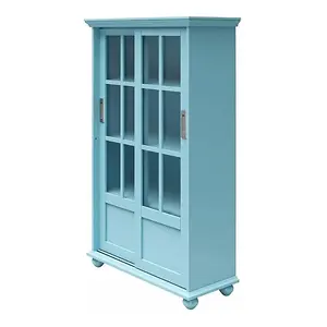 Ameriwood Home Aaron Lane Bookcase with Sliding Glass Doors, Pale Blue