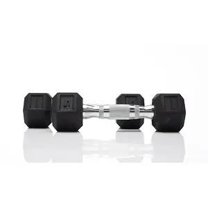 Tru Grit Fitness 5lb Black Rubber Hex Dumbbell, Pair