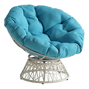 OSP Home Furnishings Wicker Papasan Chair with 360-Degree Swivel