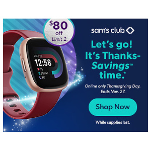 Sam's Club：Fitbit 智能手表套装立减$80