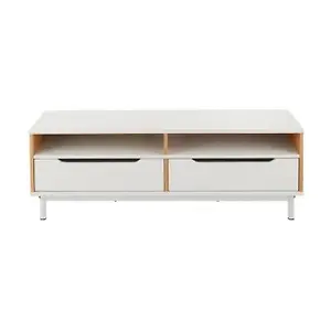StyleWell Sheldon White and Natural Finish Wood TV Stand