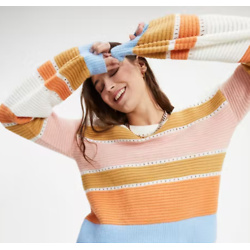 OUTSIDE THE LINES STRIPED KNIT PULLOVER SWEATER