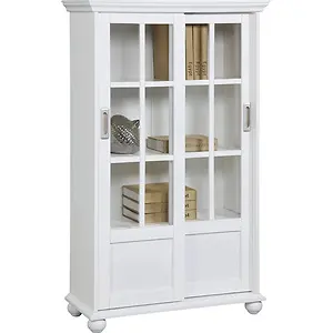 Altra Aaron Lane Bookcase with Sliding Glass Doors, White