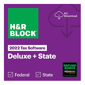 H&R Block 2022 Deluxe + State Tax (Windows or Mac)