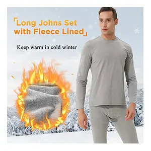SANQIANG Men's Fleece Lined Long Thermal Underwear Set