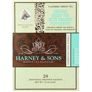 Harney & Sons Organic Green Tea With Organic Peppermint, Pack Of 6