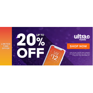 Ultra Mobile: Save 20% OFF Any Single-Month Plans