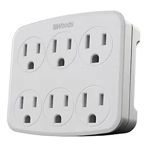 Woods 41196 Wall Adapter with 6 Grounded Outlets