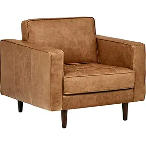 Rivet Aiden Mid-Century Modern Tufted Leather Accent Chair