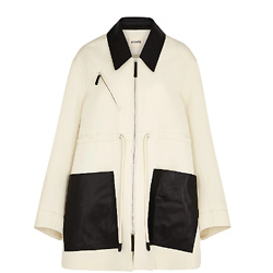 KHAITE

Hampton cream leather-trimmed faille jacket